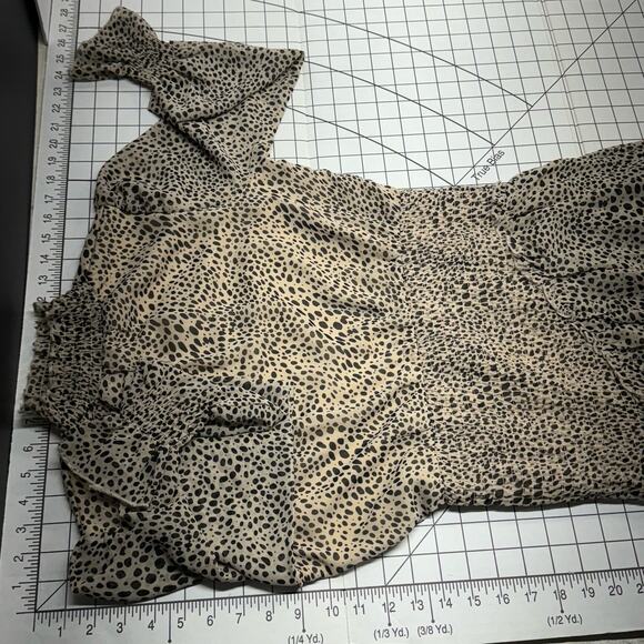 Almost Famous Tiered Sheer Ruffle Leopard Print Long Sleeve Dress Women 8 - Picture 7 of 11